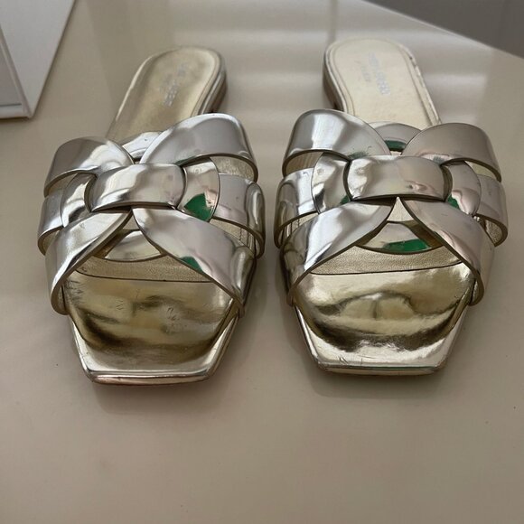 YSL PlatinumTribute Flat Slide Sandal - Run Small So Size Up ½ Size - Picture 1 of 10